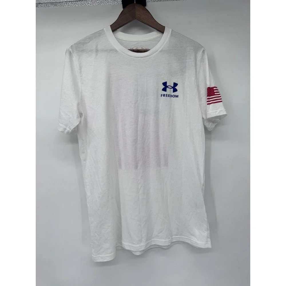 Under Armour Freedom T-Shirt M Americana White American Flag patriotic NWT